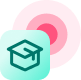 graduation cap set on green icon with red circle