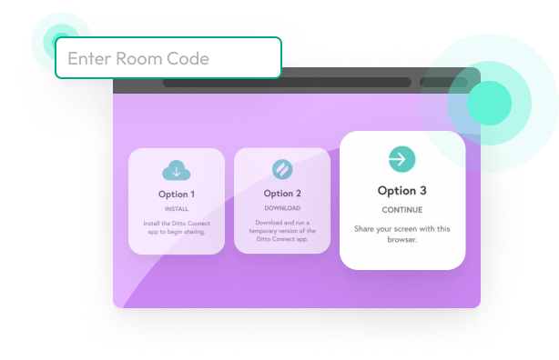 Illustration of browser window with steps to mirror a screen
