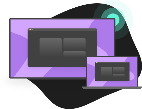 A large screen and a laptop displaying the same interface, symbolizing wireless screen sharing or mirroring between devices.