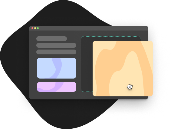 A dark-themed web interface with a drag-and-drop feature, symbolizing an intuitive digital signage or content management system.