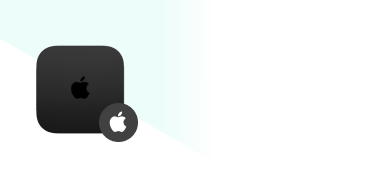 A black Apple TV device with an Apple icon overlay, representing a Ditto screen receiver for tvOS.
