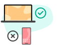 Phone and computer with a checkmark and an x