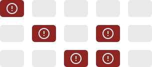 A grid of rectangles with some highlighted in red, each containing an exclamation mark, representing varying alert severity levels or active warnings.