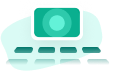 Several small green icons representing desks in front of one large green icon representing a classroom screen
