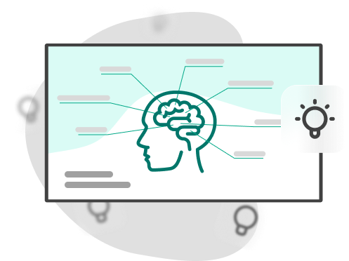 Digital sign showing illustration of cross-section human head with light bulbs