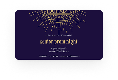 A digital sign promoting prom night