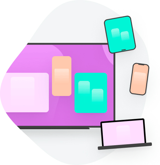 Various devices mirroring their screen to a larger display 