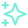 Teal icon with floating plus signs and a diamond shape