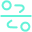 Teal icon with a straight line through a curved line