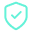 A teal shield icon with a checkmark inside