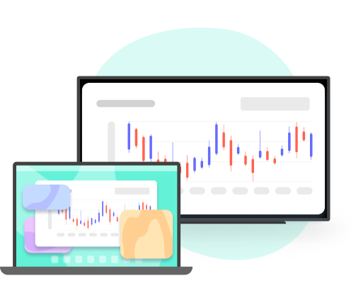 Laptop screen showing multiple windows, one with a graph, and a TV screen displaying only the graph