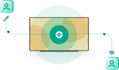 illustration with TV connected to icons of people