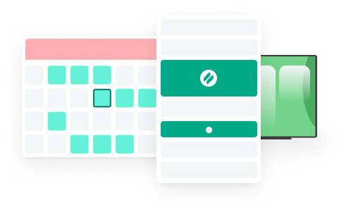 Illustrated calendar and application interface mockup