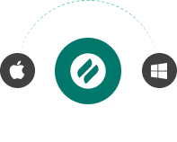 Apple and Windows logos floating around the Ditto logo