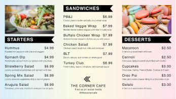 A food menu