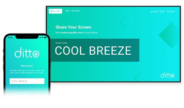 Screen mirroring with room codes and Ditto Connect