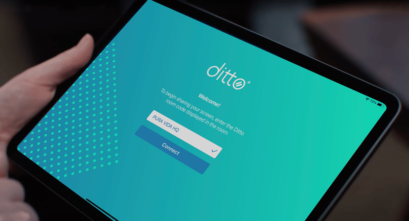 Ditto Connect screen sharing app on an iPad