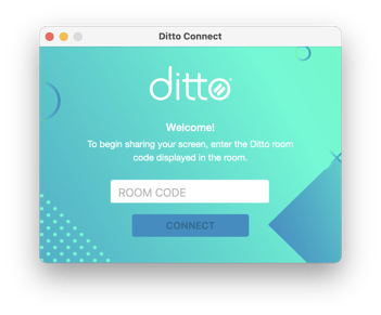 Ditto Connect Application - Enter Room Code