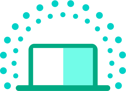 Laptop icon with layered and repeating overhead dots