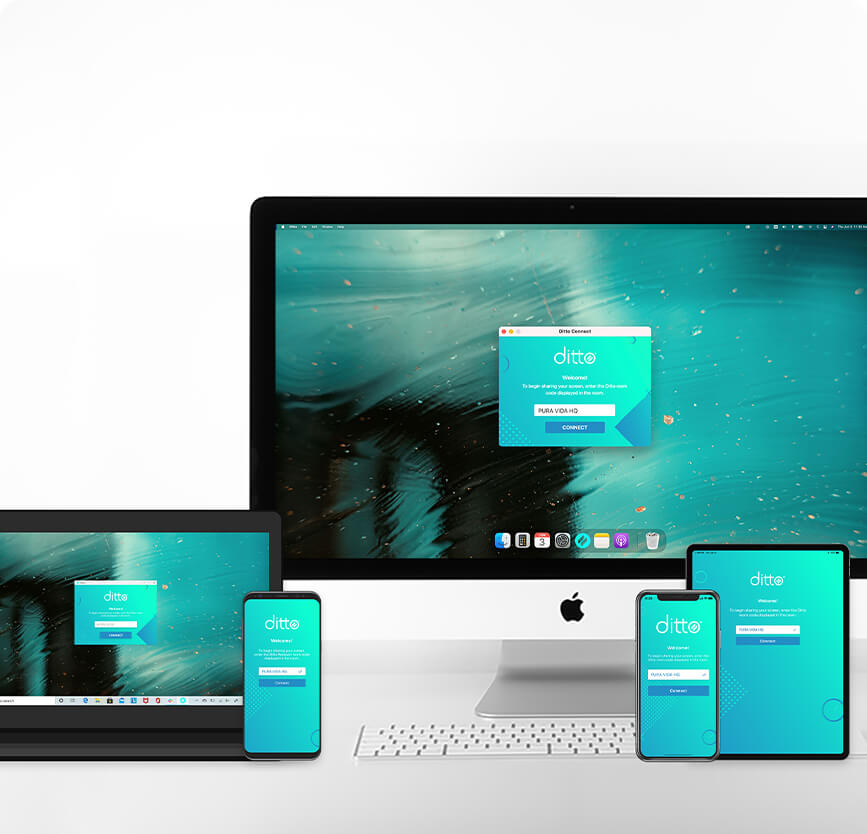 Computers, phones and tablets running the Ditto app