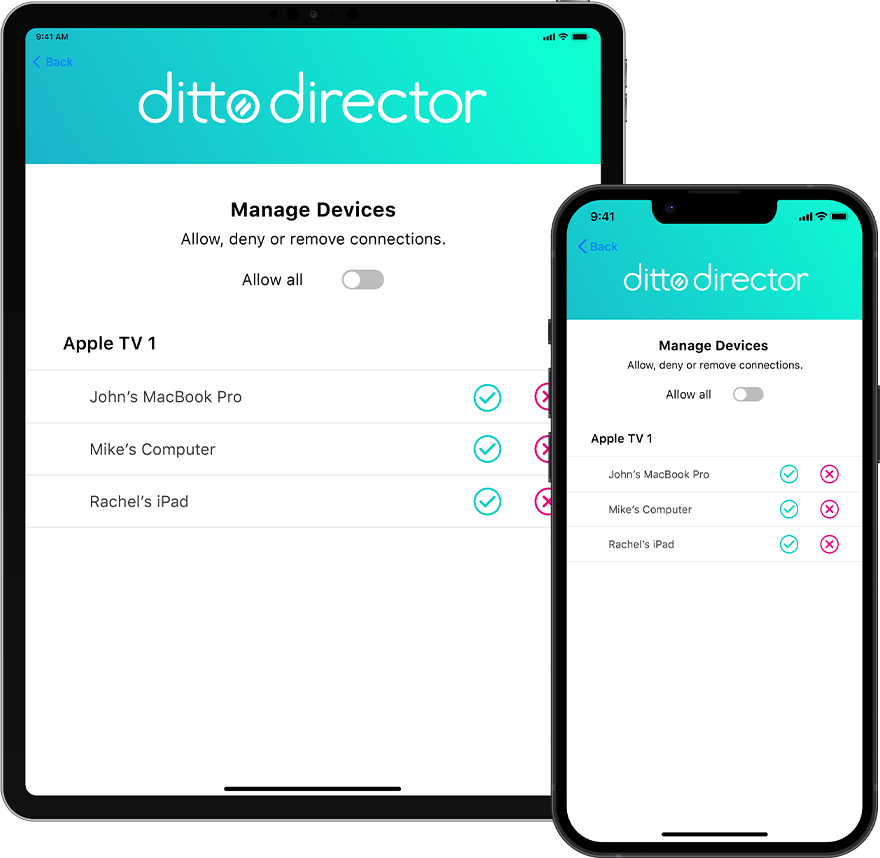 Ditto Director app on a phone and tablet